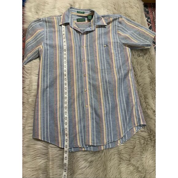 Manhattan Mens Short Sleeve Casual Button Down Shirt Medium - Picture 4 of 6